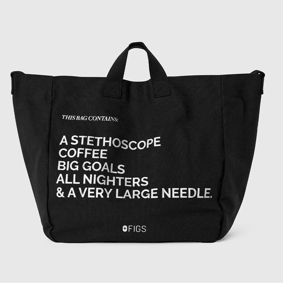 Figs Black Canvas A Very Large Needle Tote Bag - Picture 2 of 7